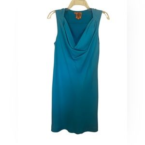 Tory Burch Blue‎ Silk Cowl Neck Dress Size 4